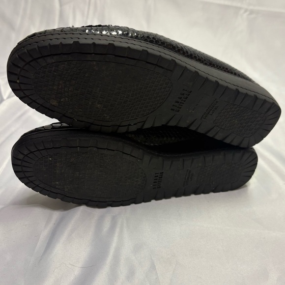 Stuart Weiztman Women’s 8 Black Snakeskin Patent Leather Embossed Loafers Croc - Picture 9 of 11